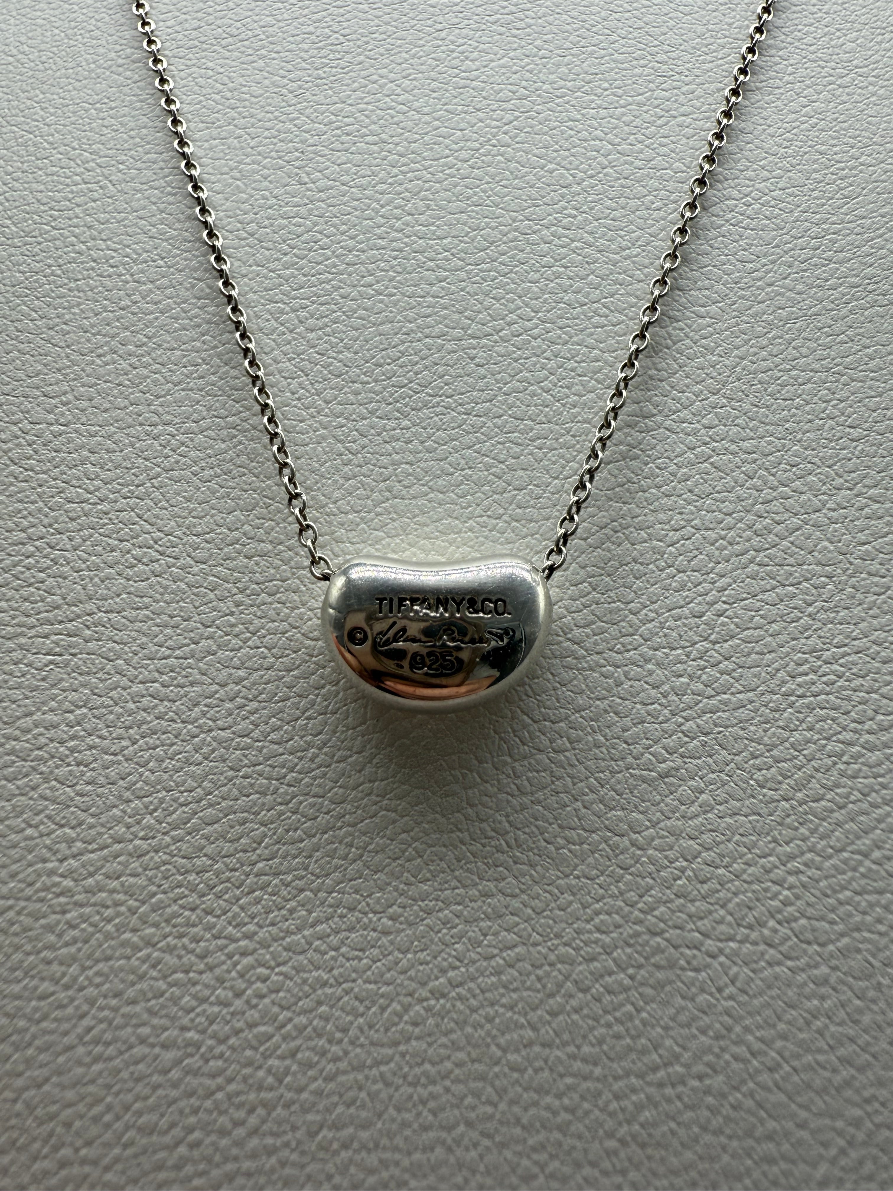 TIFFANY Elsa Peretti Bean Necklace Sterling Silver 16"
