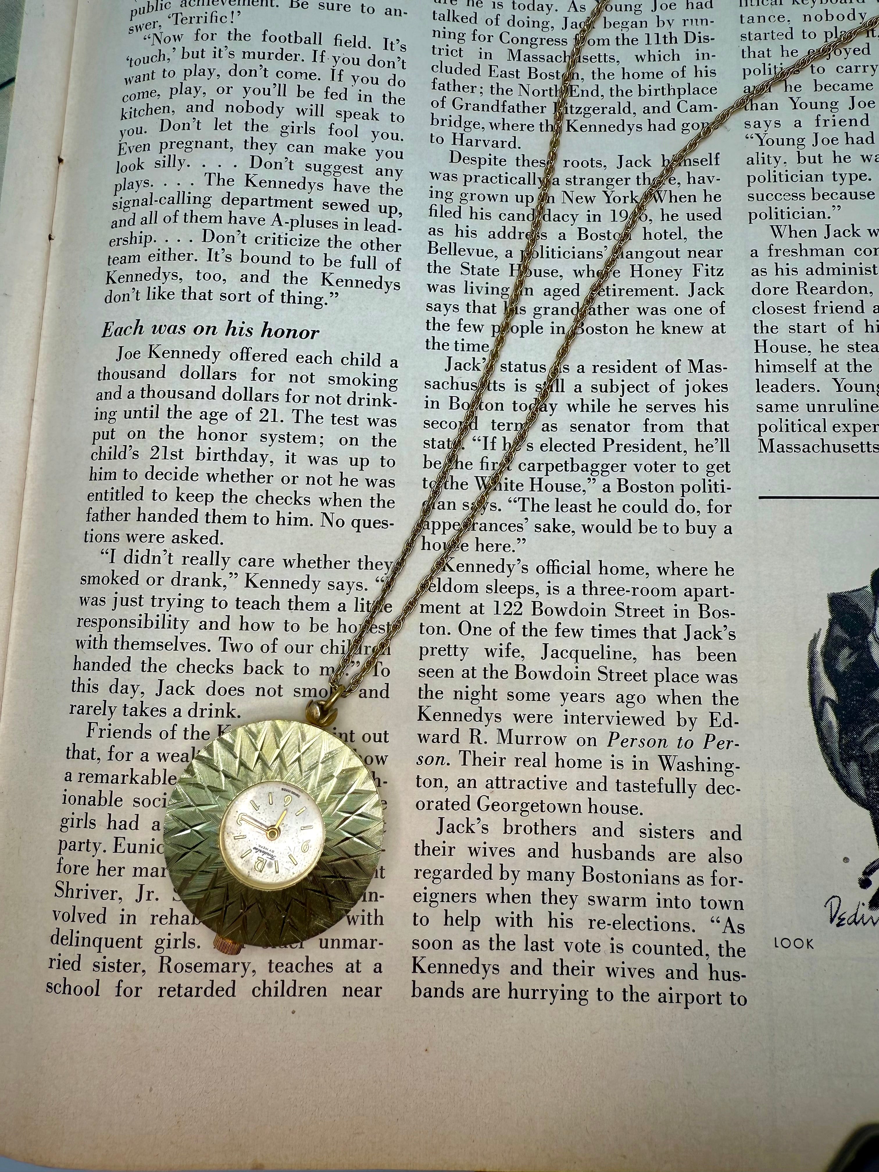 Avon Gold Watch Necklace 24 Inches