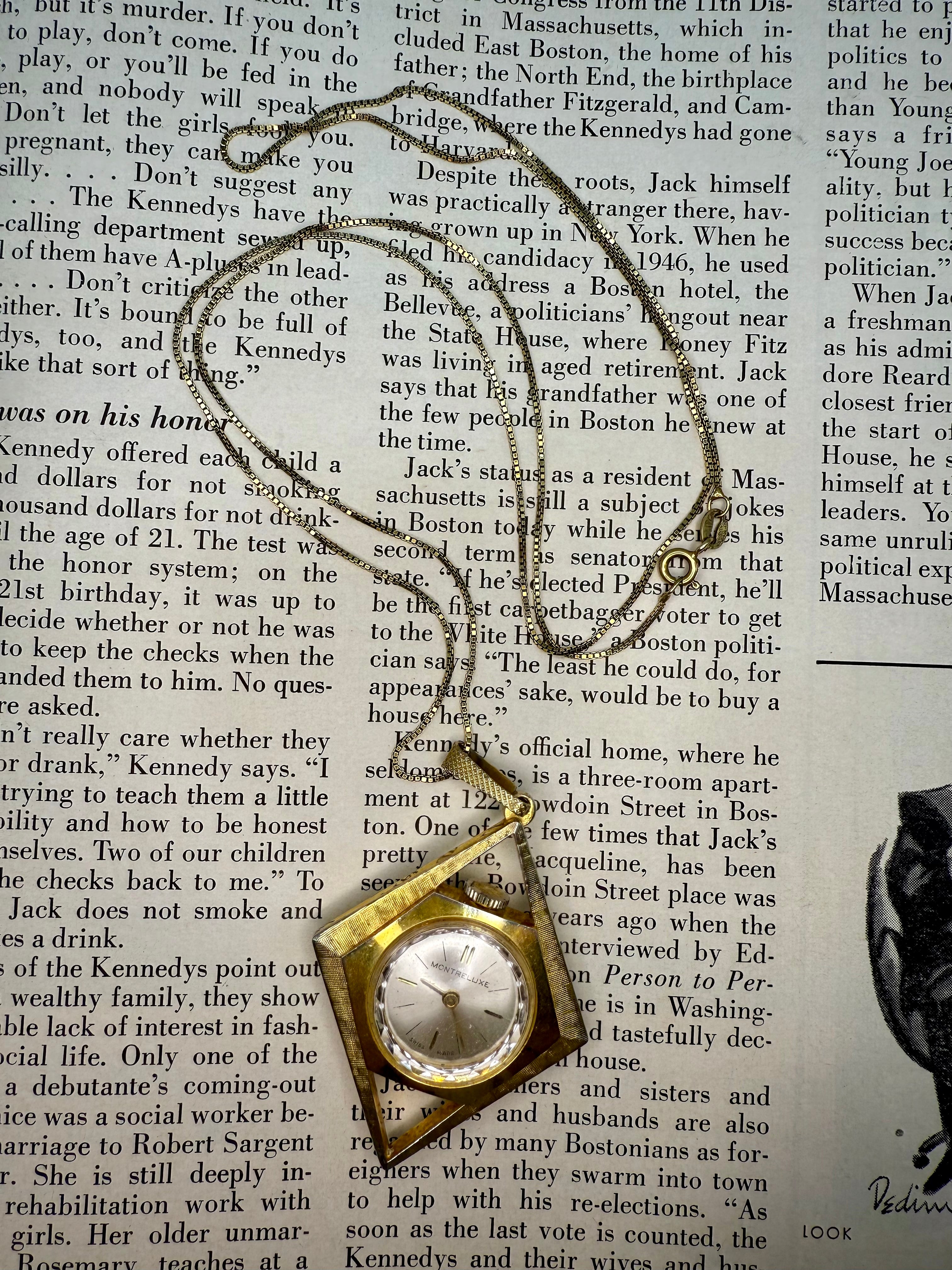 Gold Vermeil Sterling Silver Chain Watch Necklace