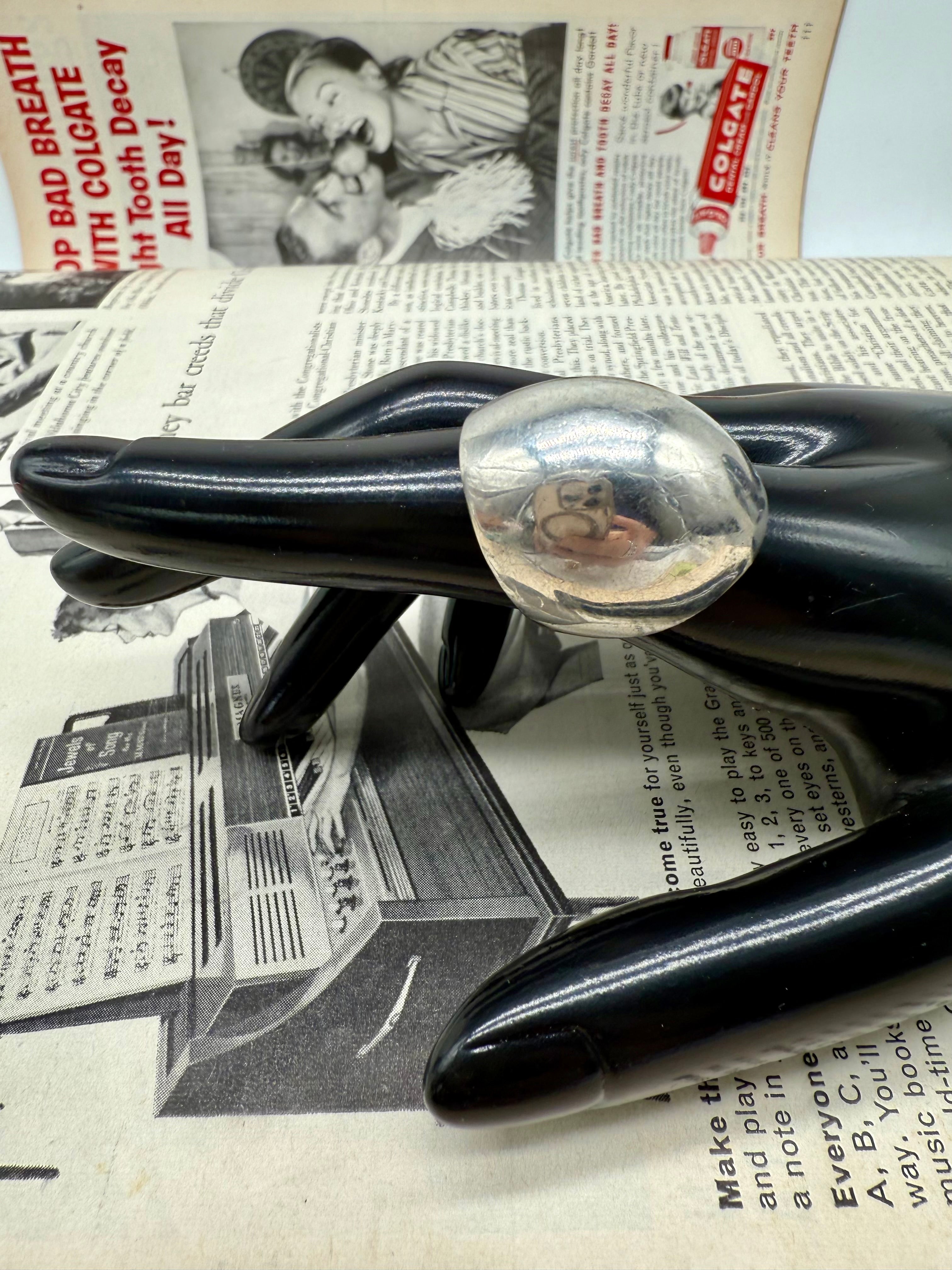 Chunky Oval Sterling Silver Ring Size 7.25