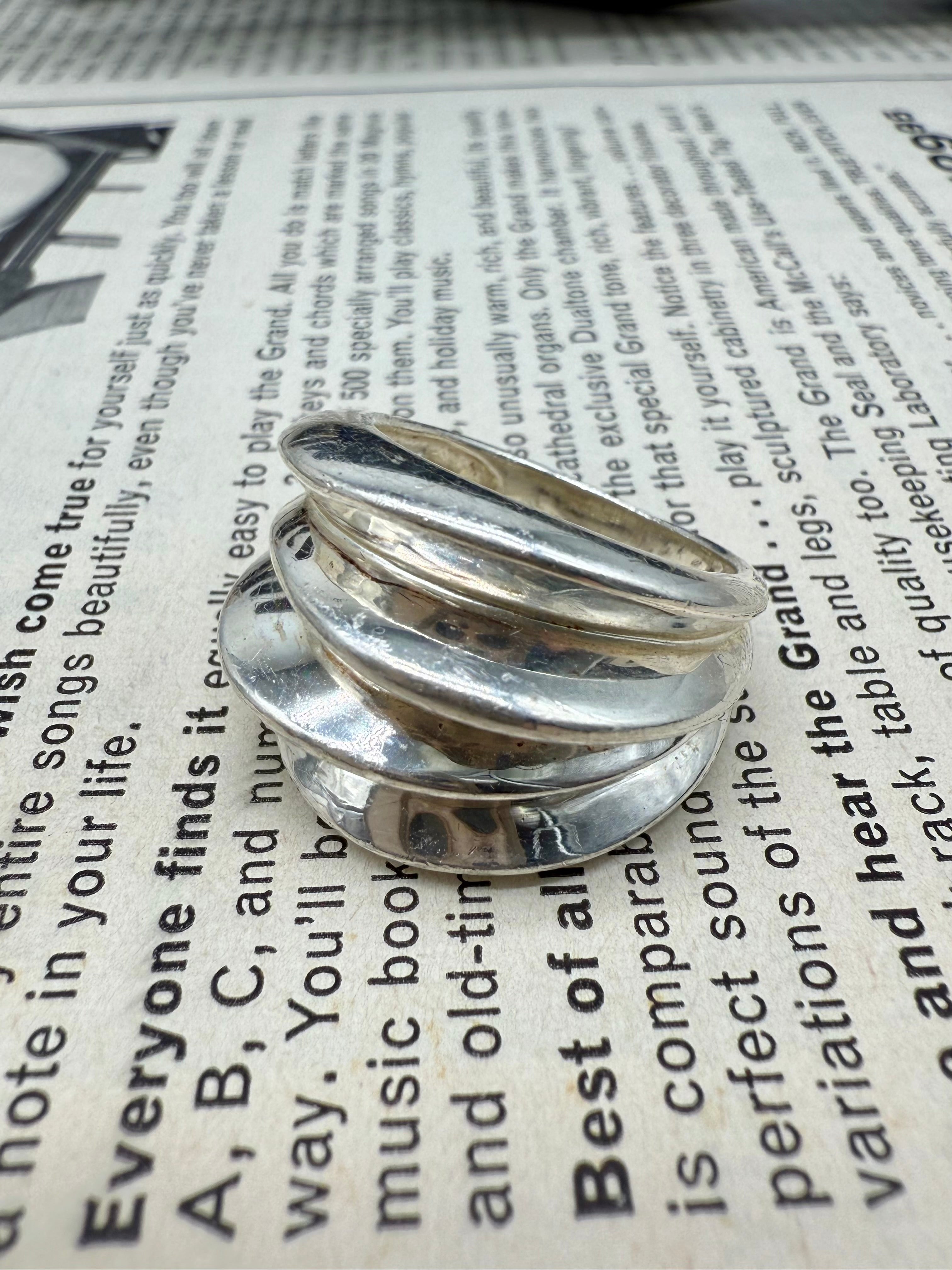 Abstract Chunky Sterling Silver Ring Size 8