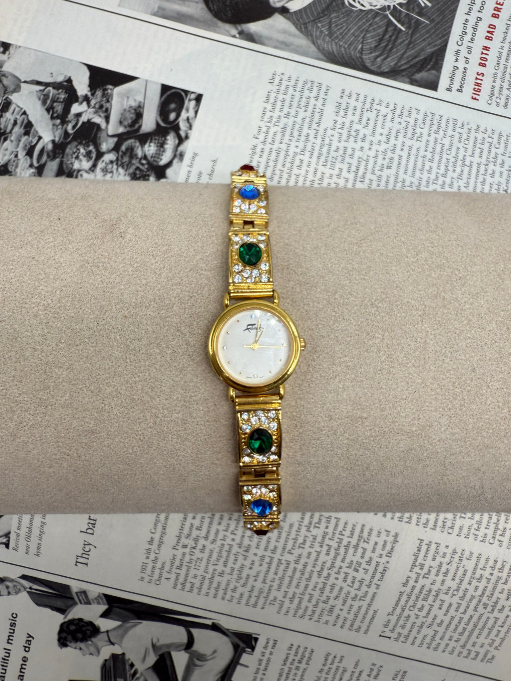 Vintage FABERGE Ladies Gold-tone Bejeweled Watch
