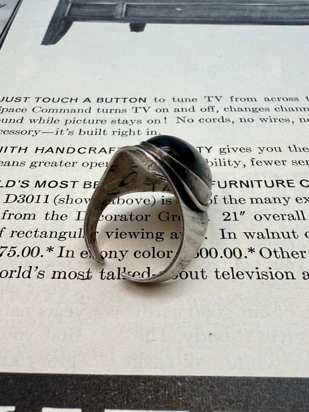 Vintage Cherry Amber Sterling Silver Adjustable Ring Size 8