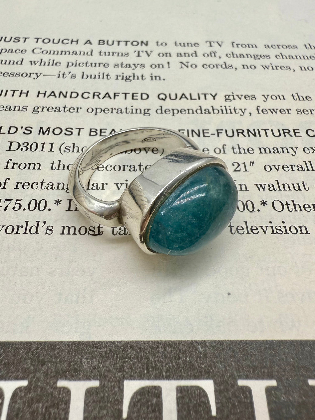Vintage Aquamarine Sterling Silver Ring SIze 7.5