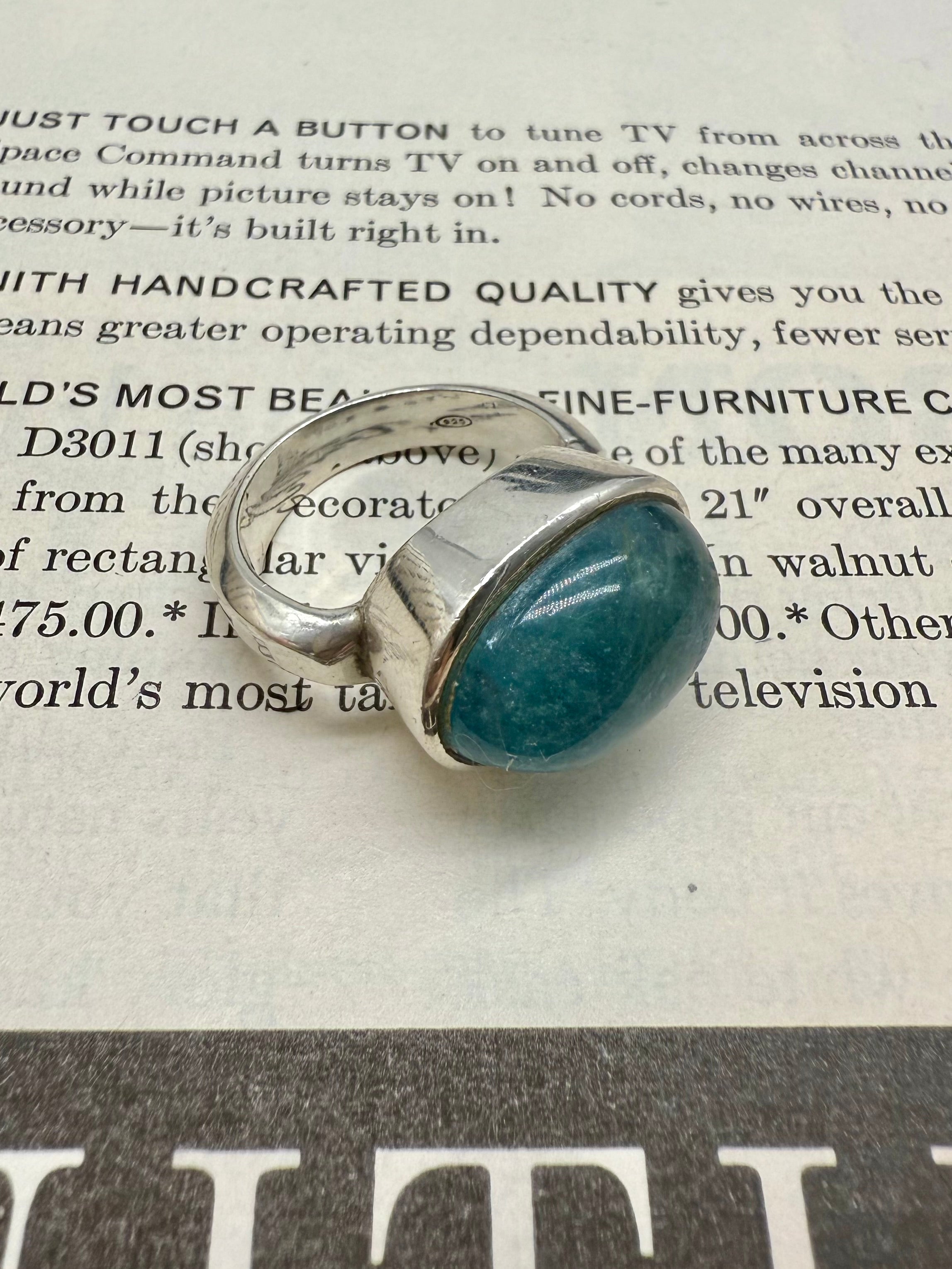 Vintage Aquamarine Sterling Silver Ring SIze 7.5