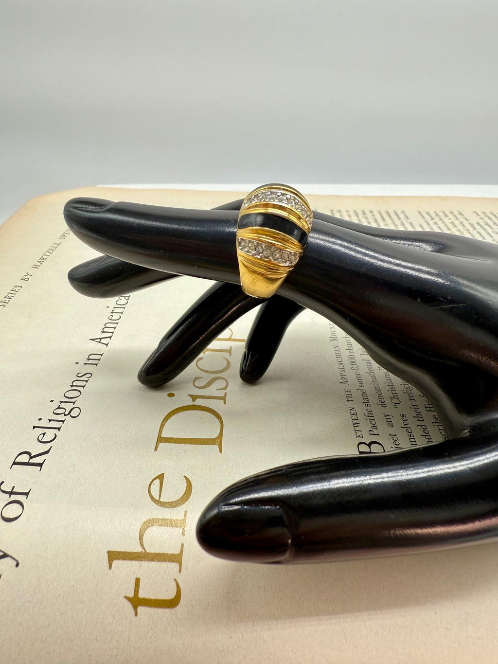 Vintage 14K EG Gold and Black Cocktail Ring Size 6