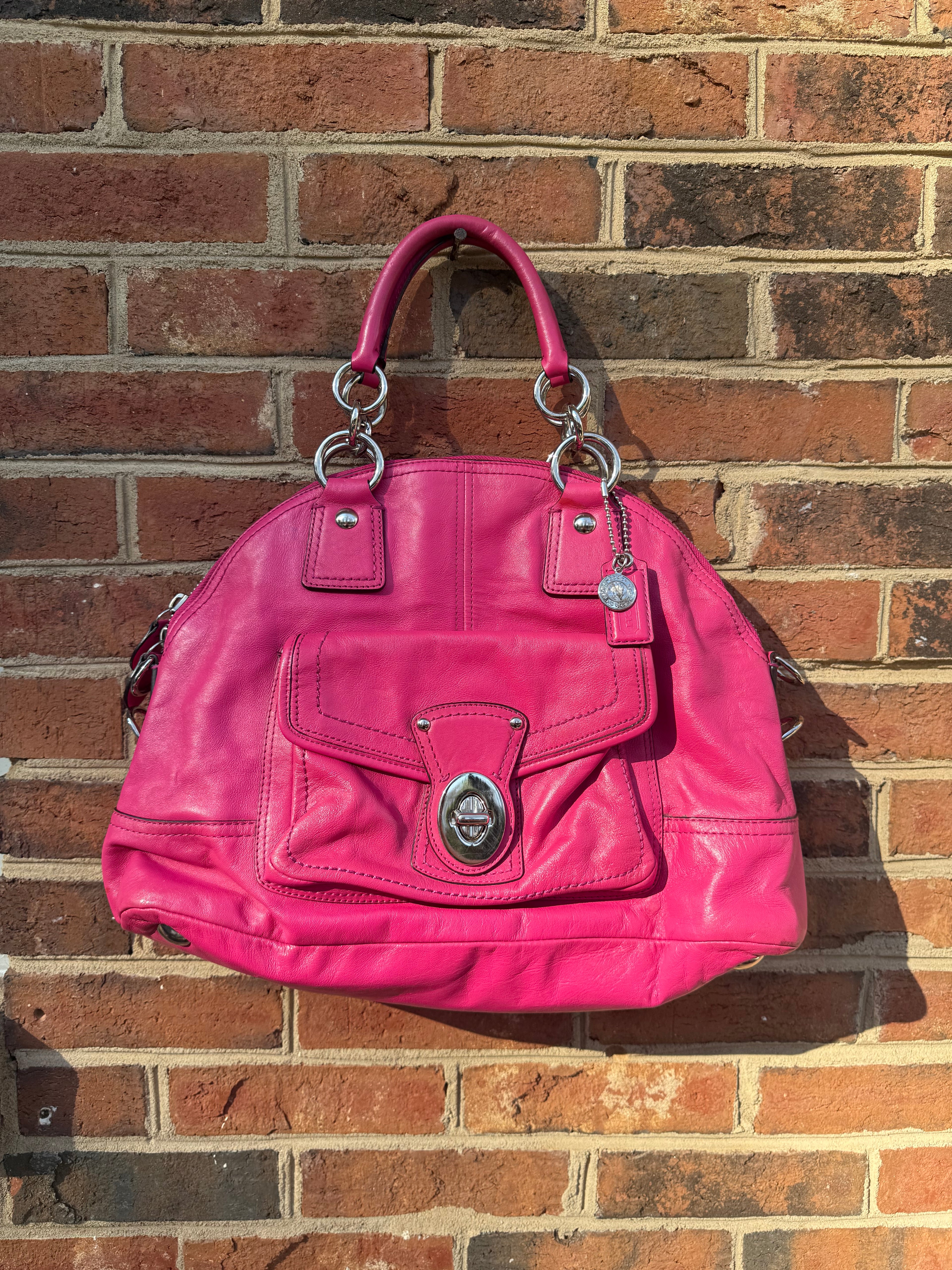 COACH Limited Edition FRANCINE in Fuschia Pink Dome Satchel Bag Purse