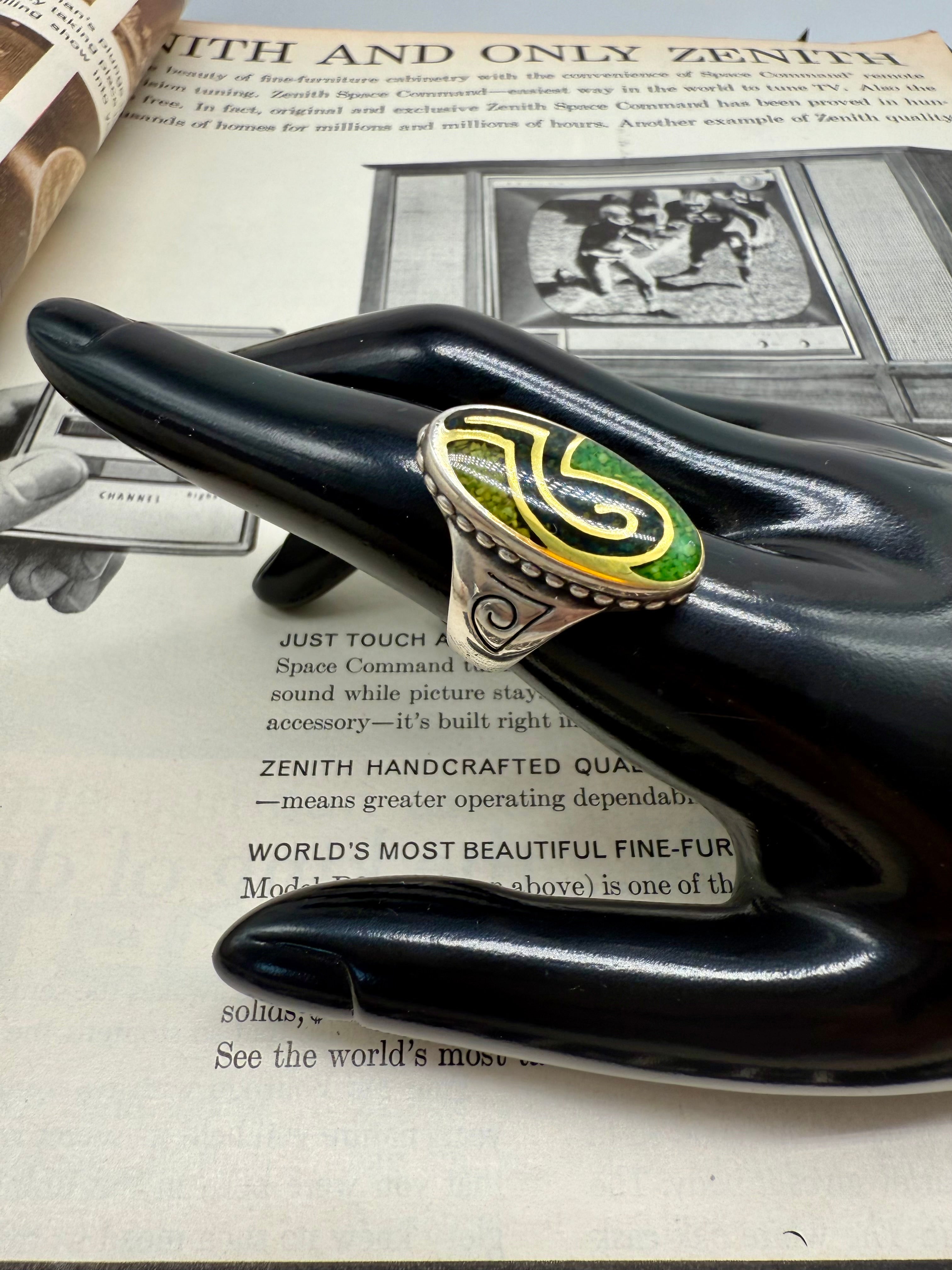 Carolyn Pollack Relios Southwestern Inlay Sterling Silver Ring Size 8