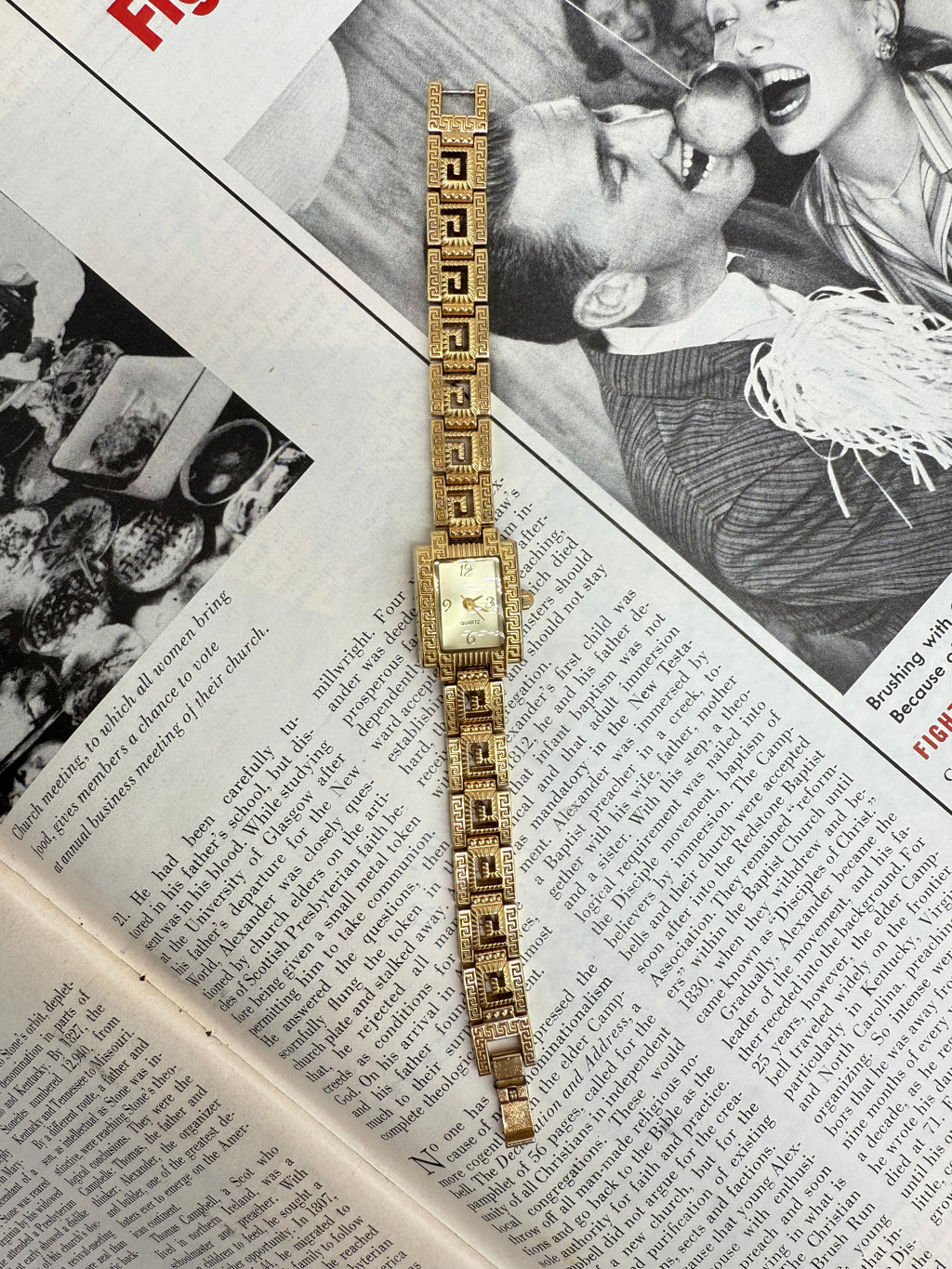Vintage Egyptian Style Gold-tone Quartz Ladies Watch