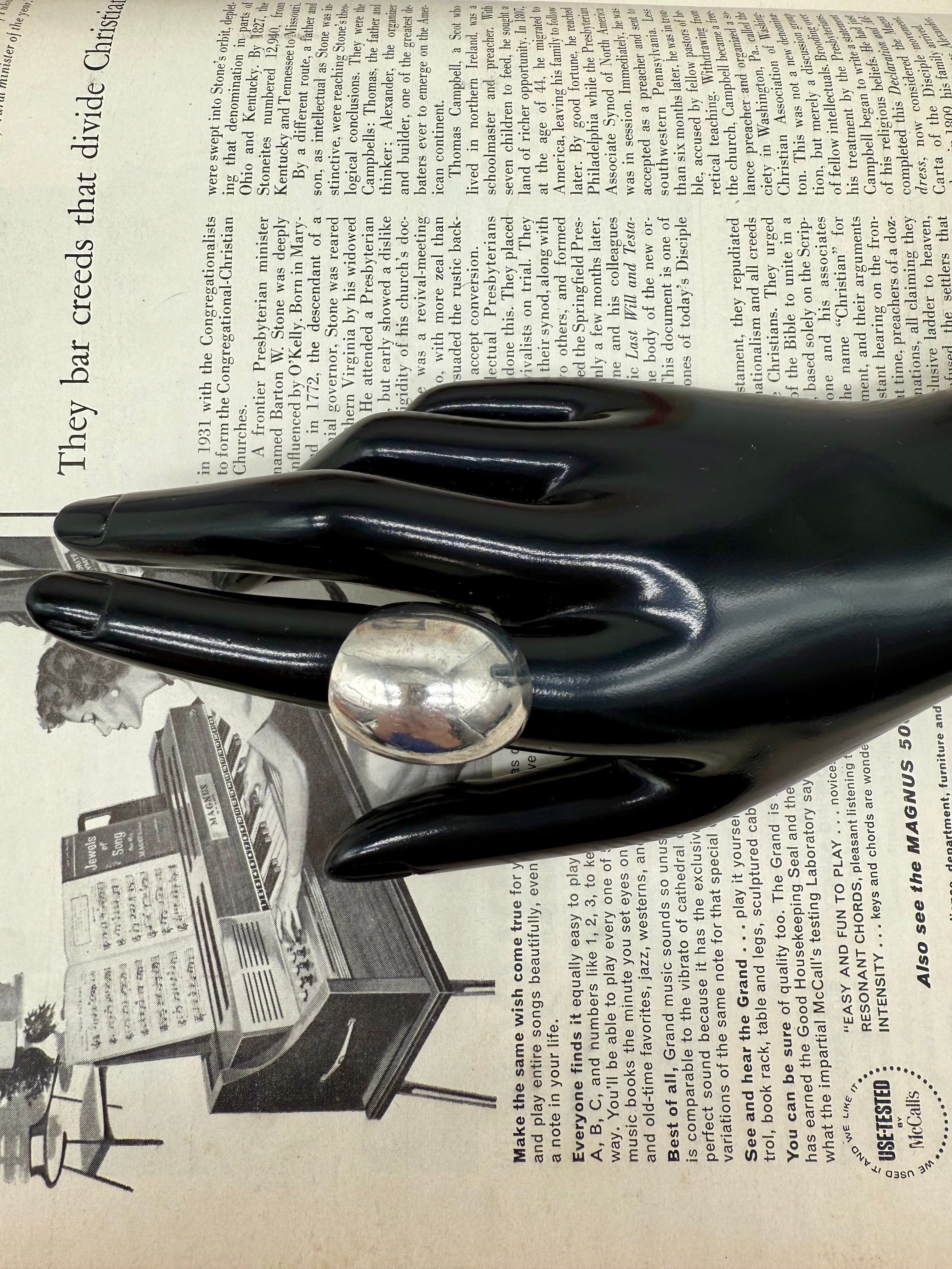 Chunky Oval Sterling Silver Ring Size 7.25