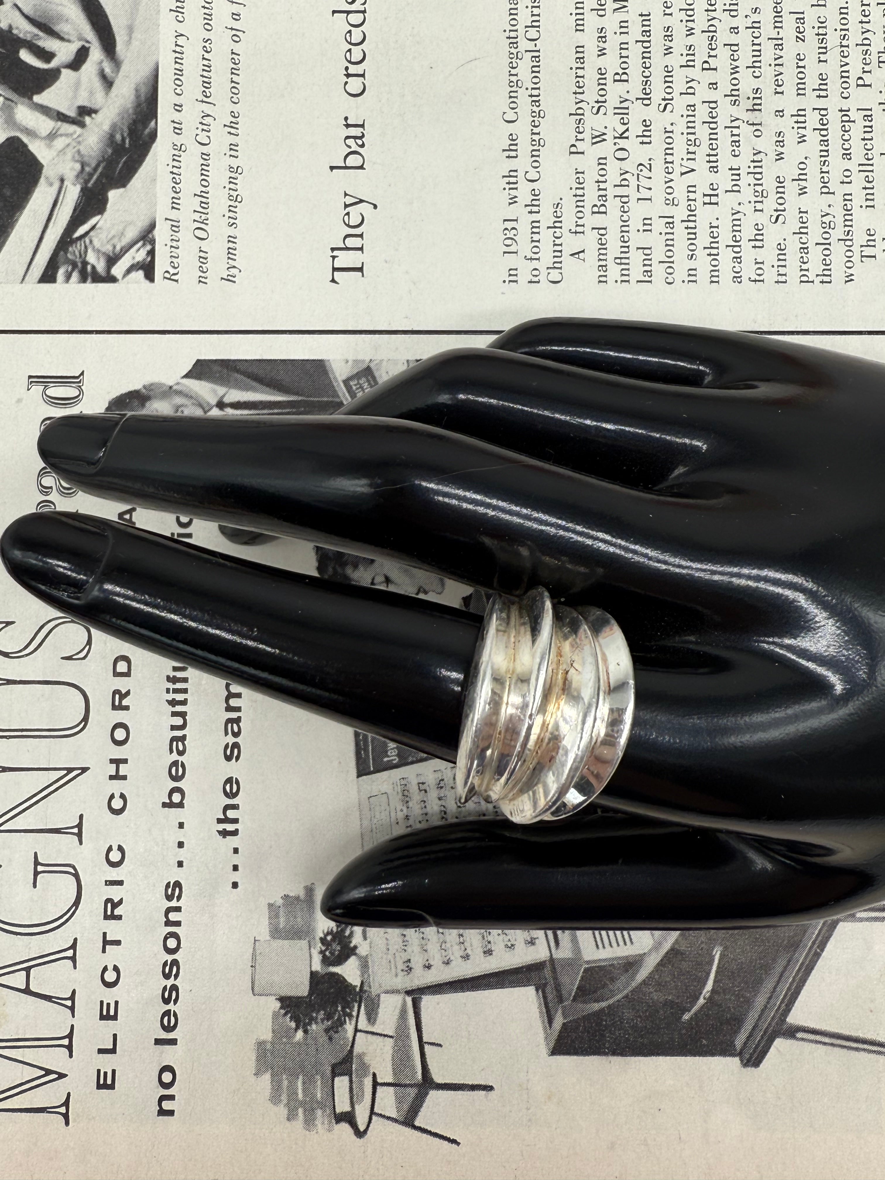 Abstract Chunky Sterling Silver Ring Size 8