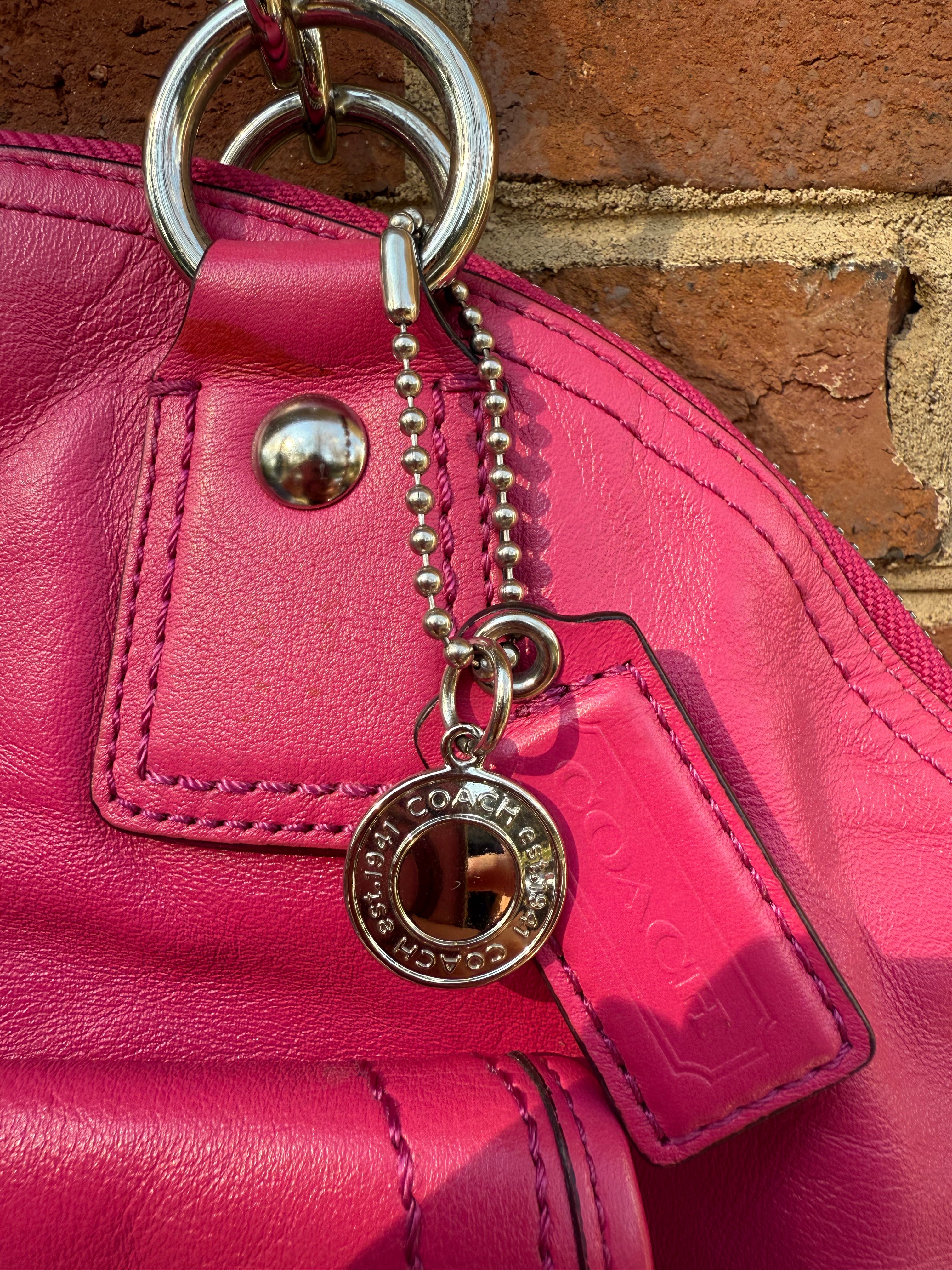 COACH Limited Edition FRANCINE in Fuschia Pink Dome Satchel Bag Purse