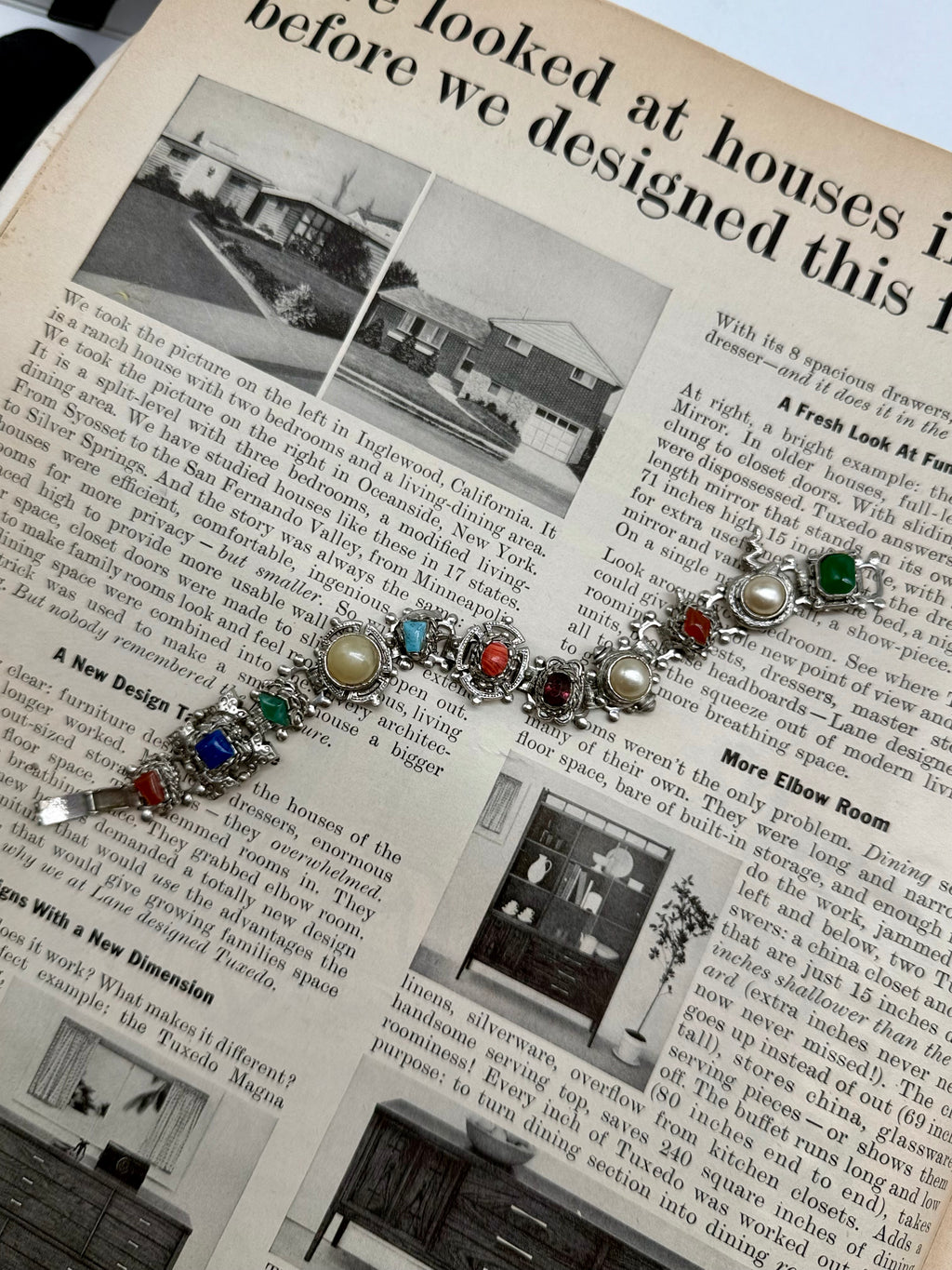 Mexican Style Vintage Silver Bracelet Turquoise Coral