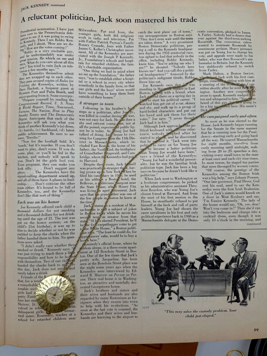 Avon Gold Watch Necklace 24 Inches