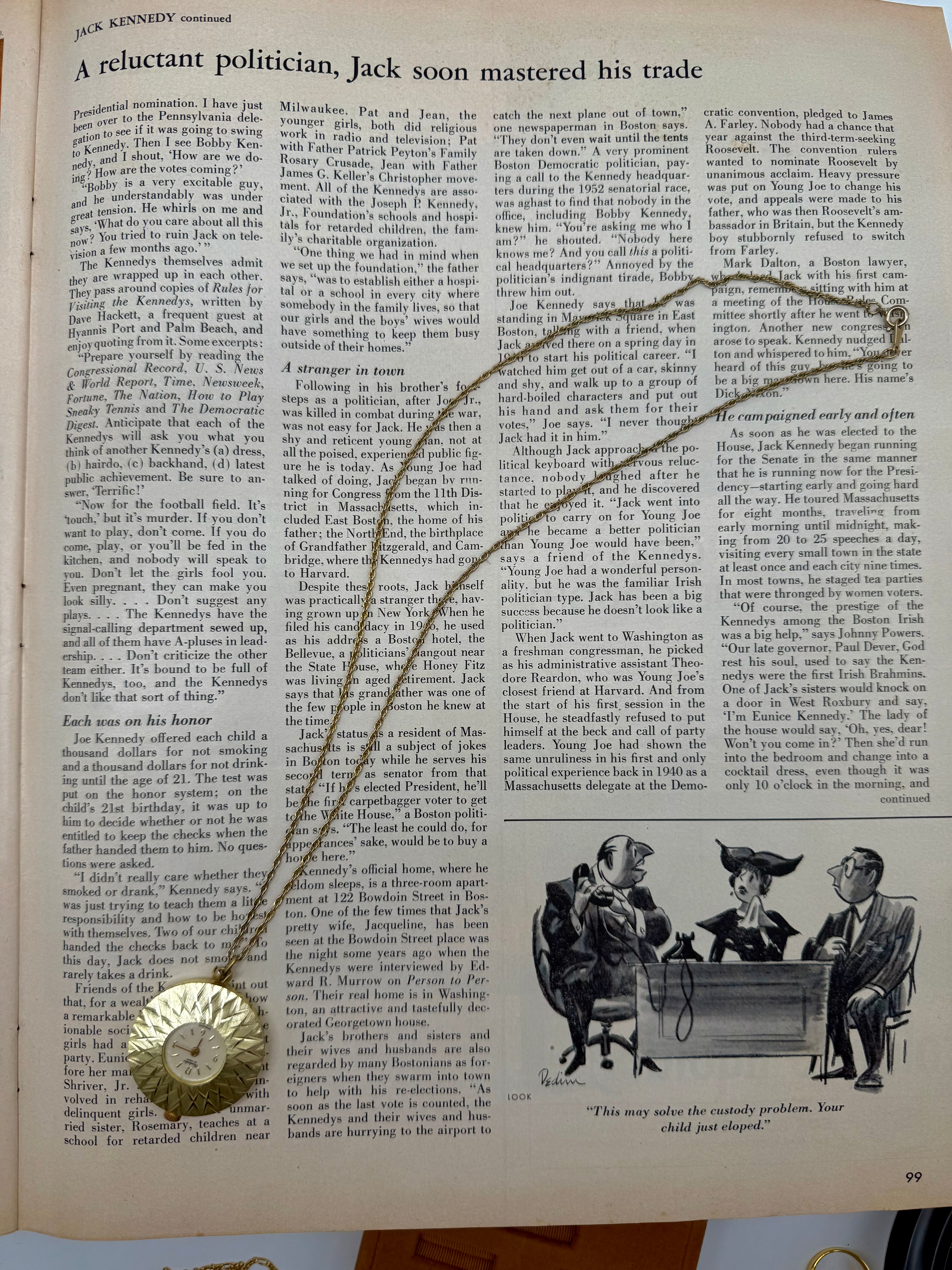 Avon Gold Watch Necklace 24 Inches