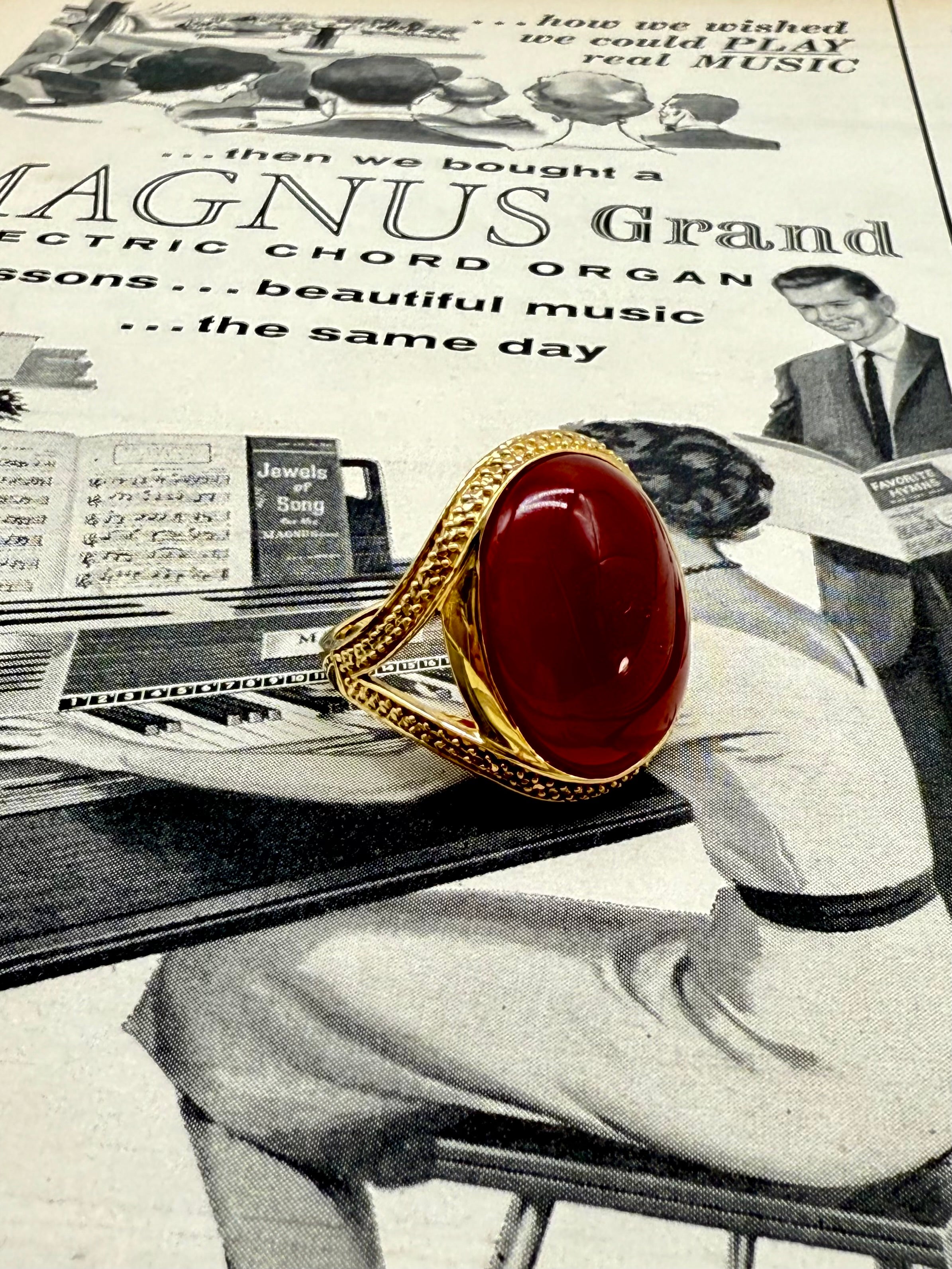Gold Vermeil Sterling Silver 925 Carnelian Stone Ring Size 9
