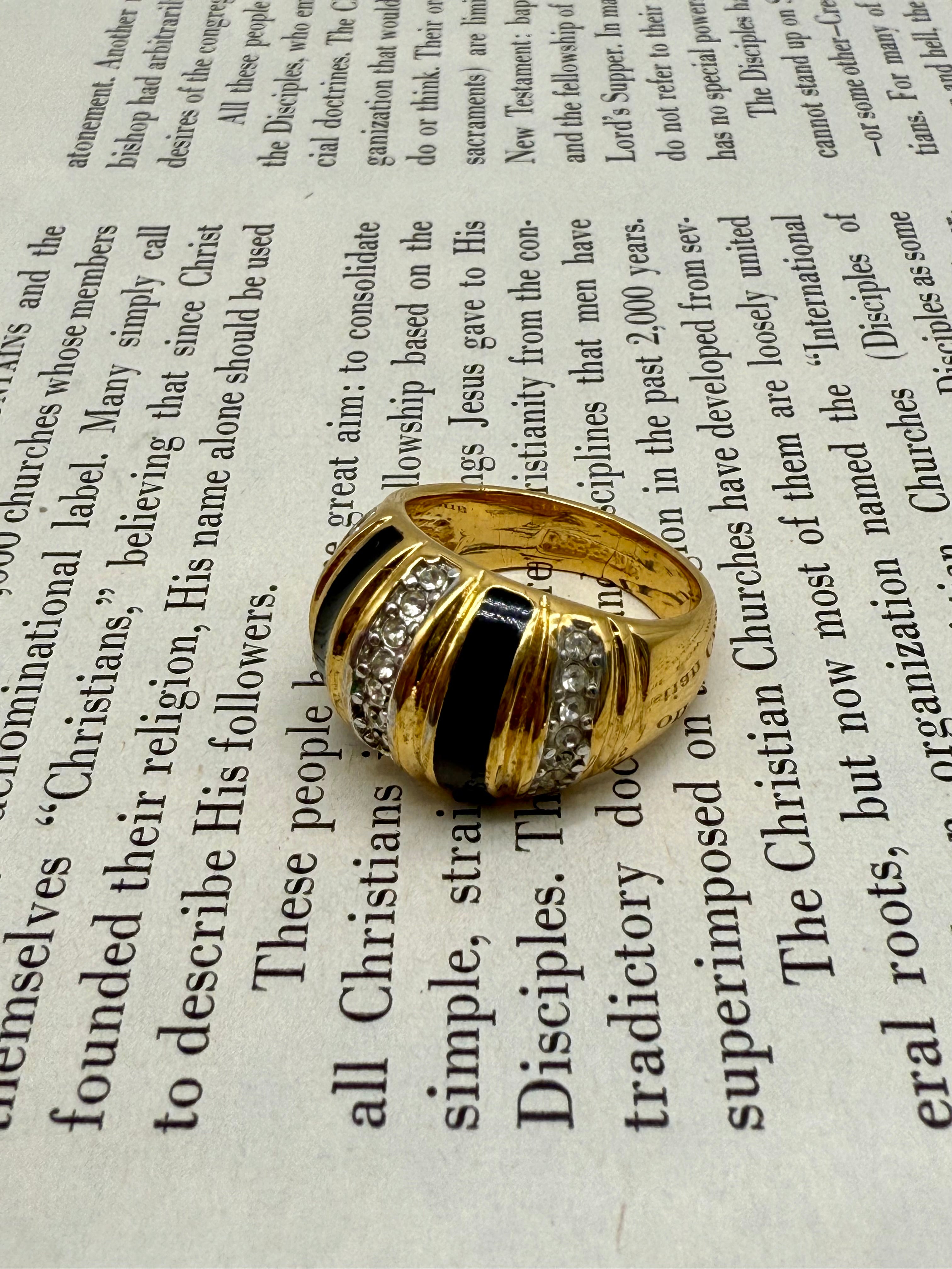 Vintage 14K EG Gold and Black Cocktail Ring Size 6