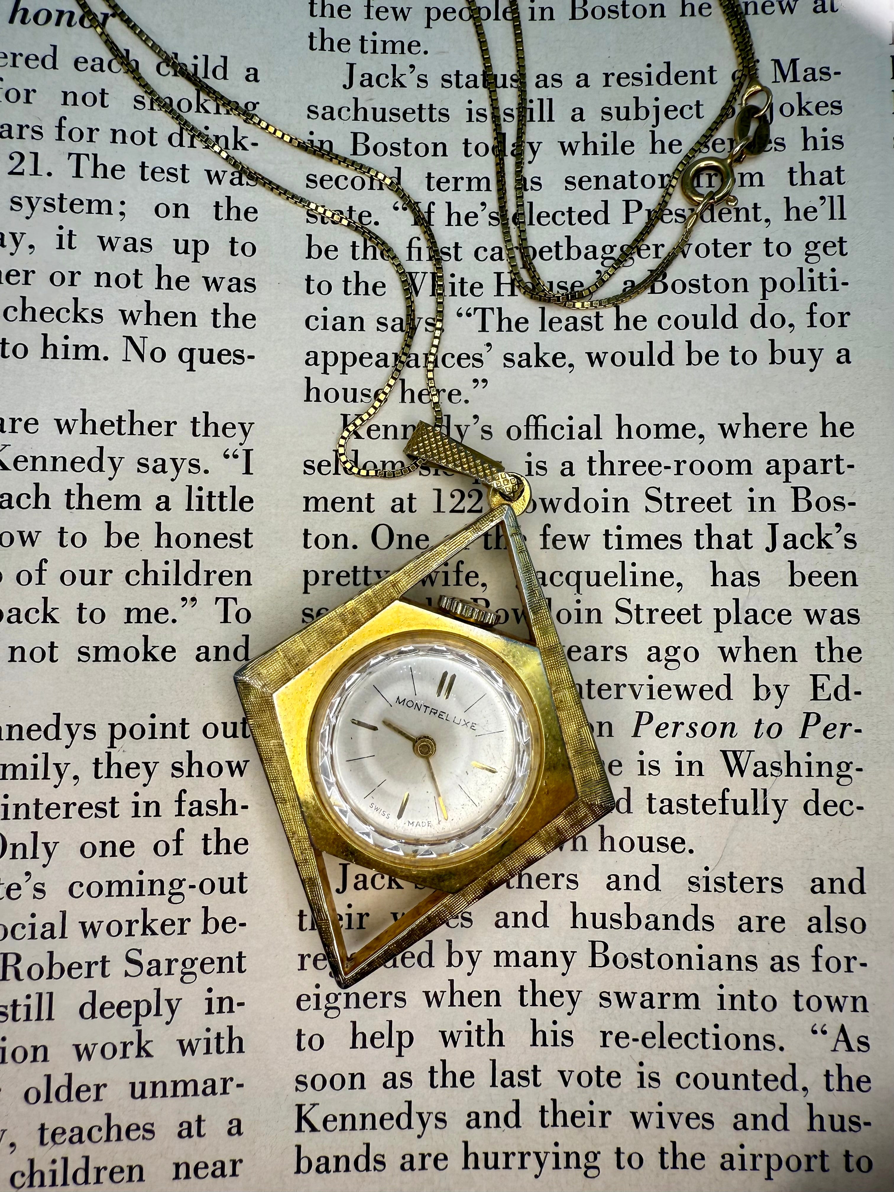 Gold Vermeil Sterling Silver Chain Watch Necklace