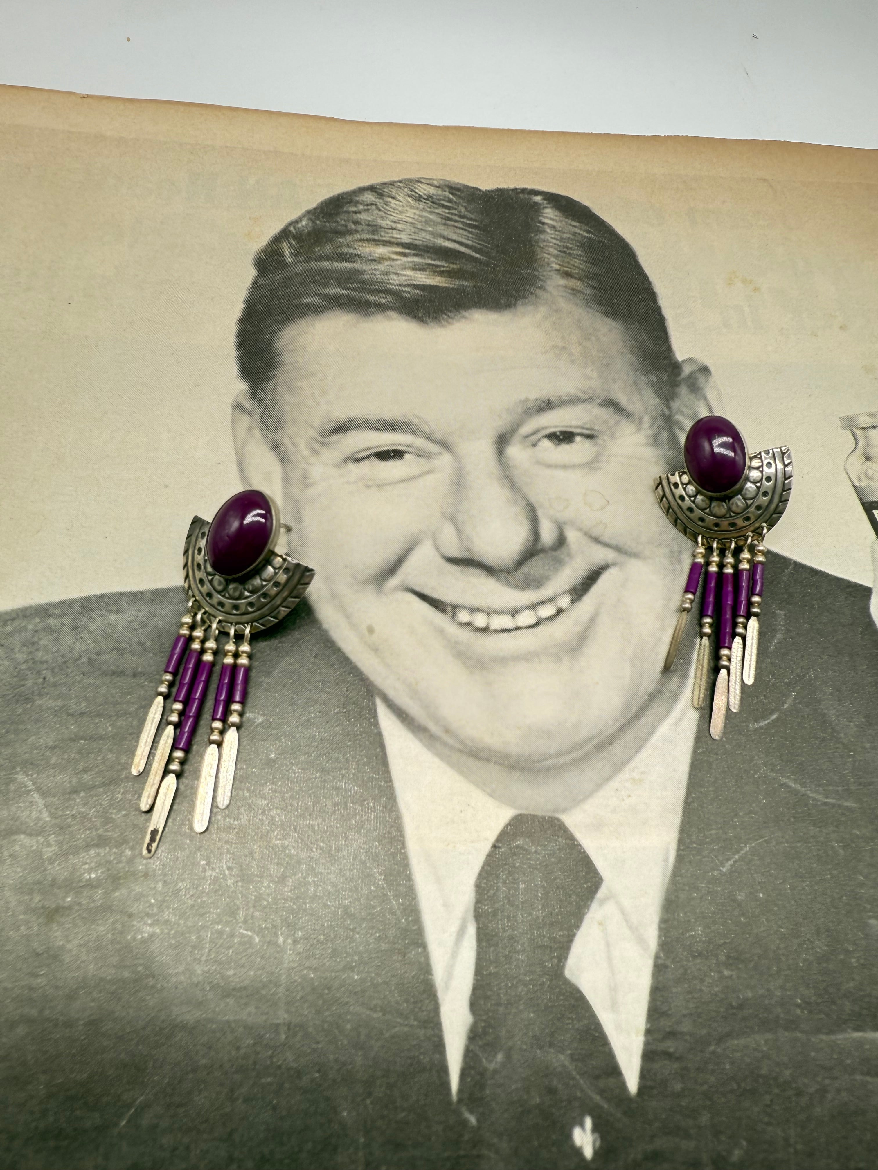 Vintage Sterling Silver Native American Earrings