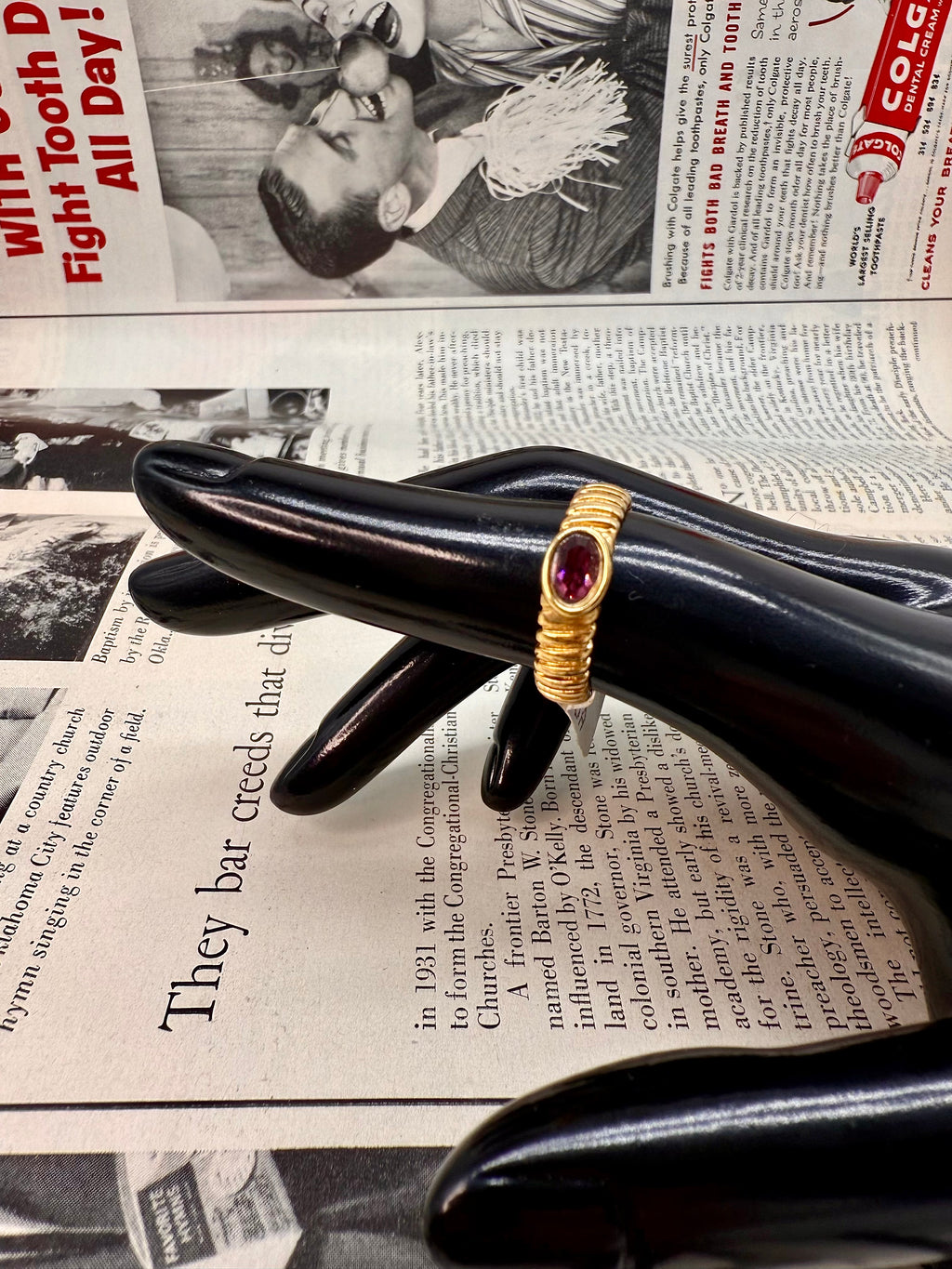 Vintage 10K EG Purple Stone Cocktail Ring Size 6