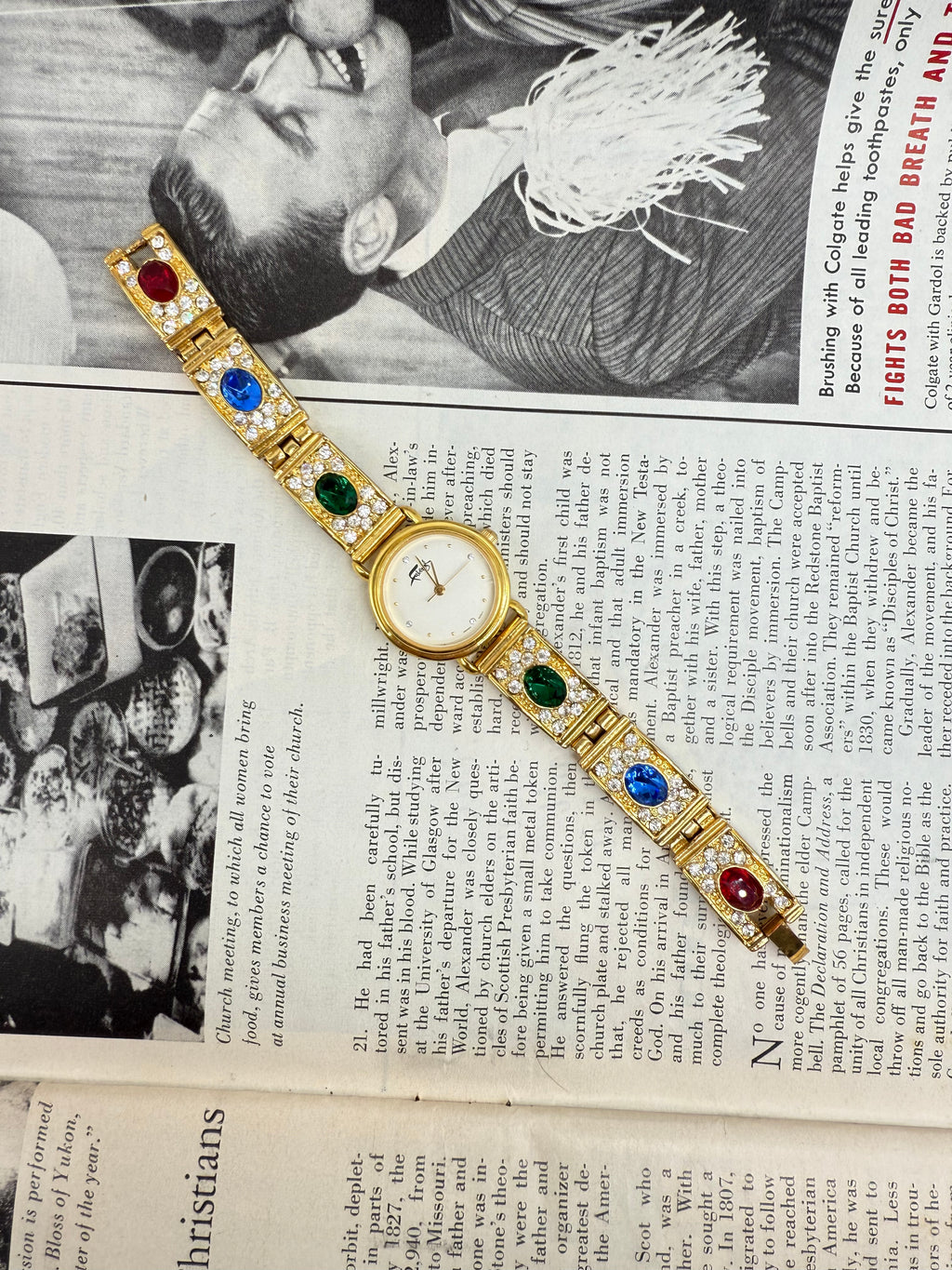 Vintage FABERGE Ladies Gold-tone Bejeweled Watch
