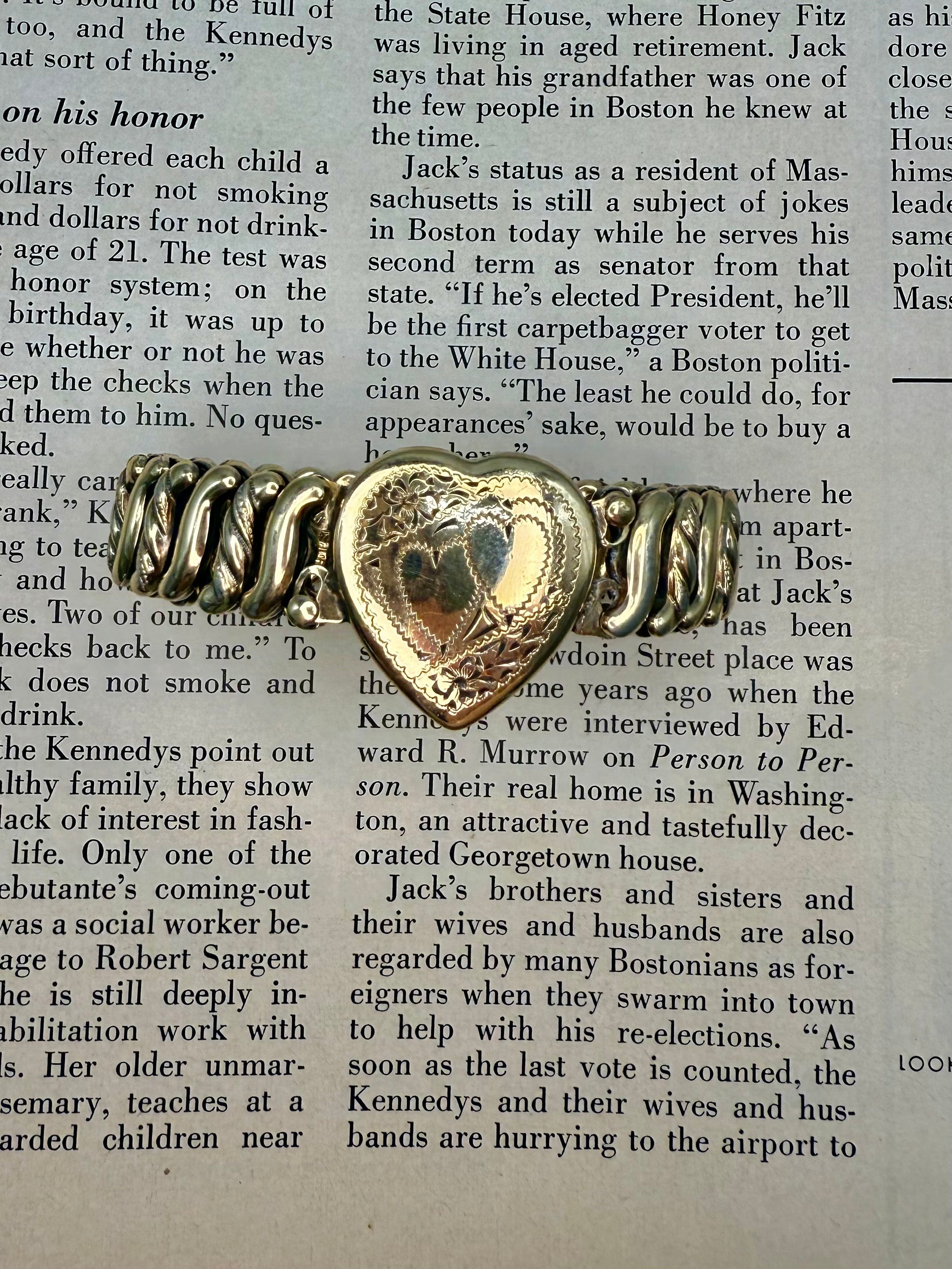 1940's DFB Co Gold-filled Sweetheart Engraved Expansion Bracelet
