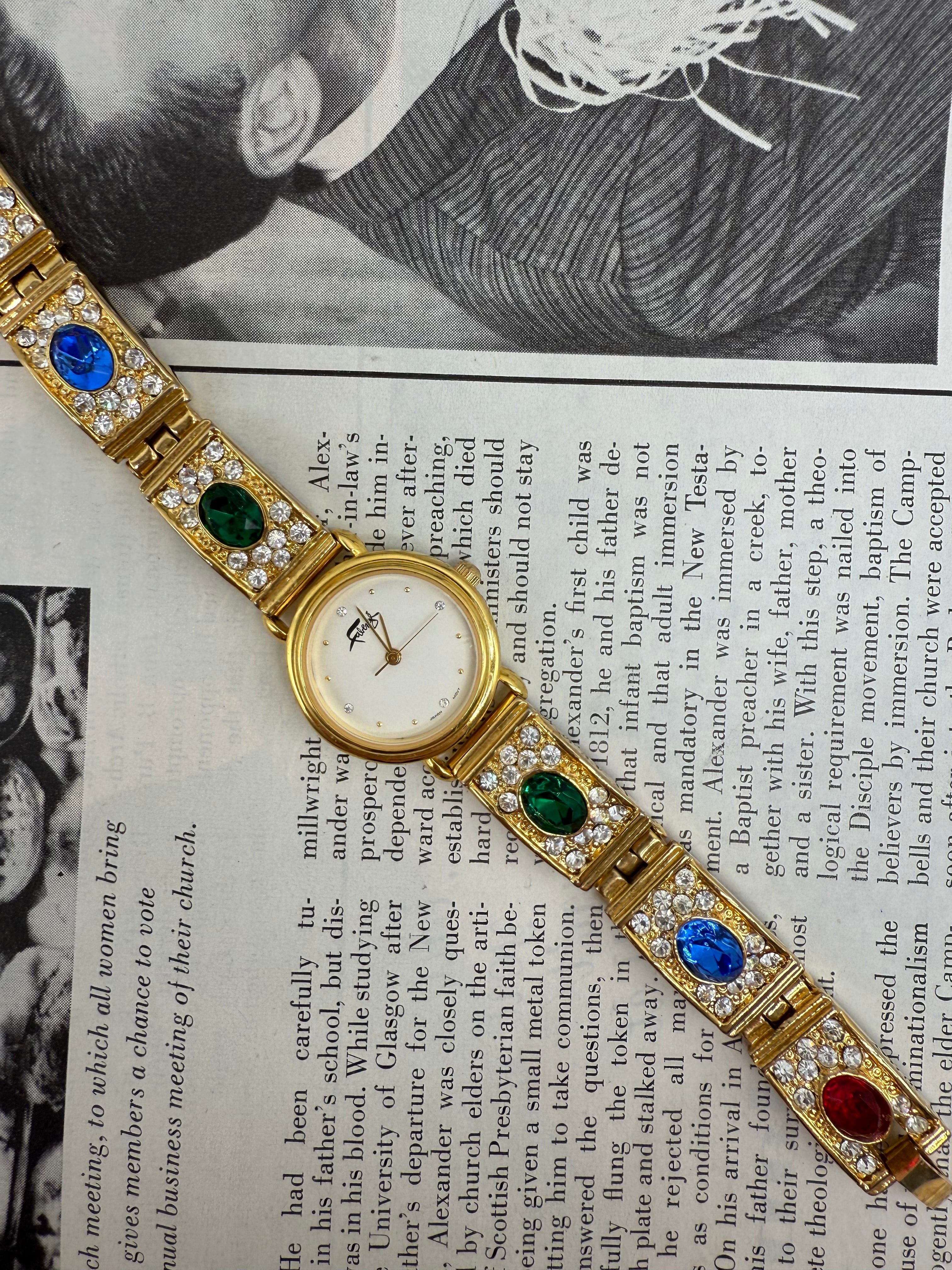 Vintage FABERGE Ladies Gold-tone Bejeweled Watch