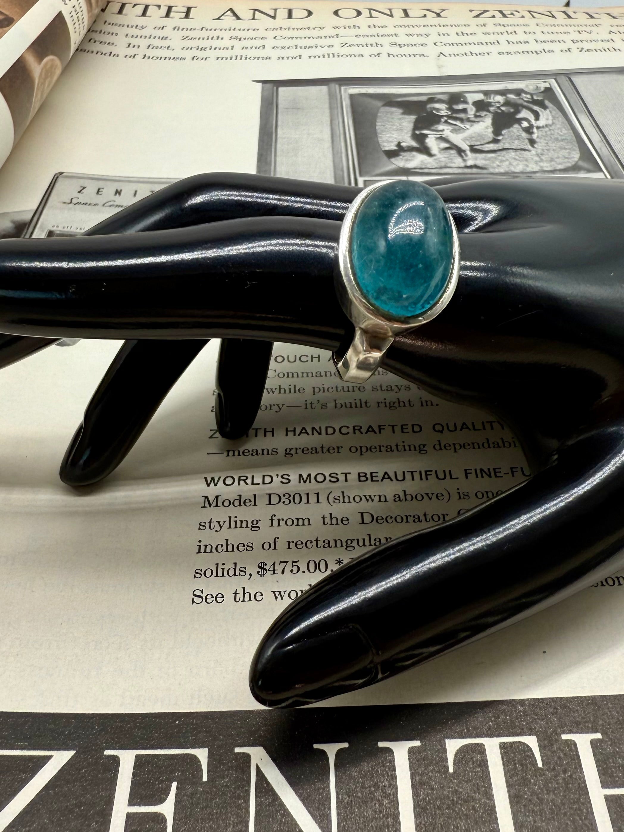 Vintage Aquamarine Sterling Silver Ring SIze 7.5