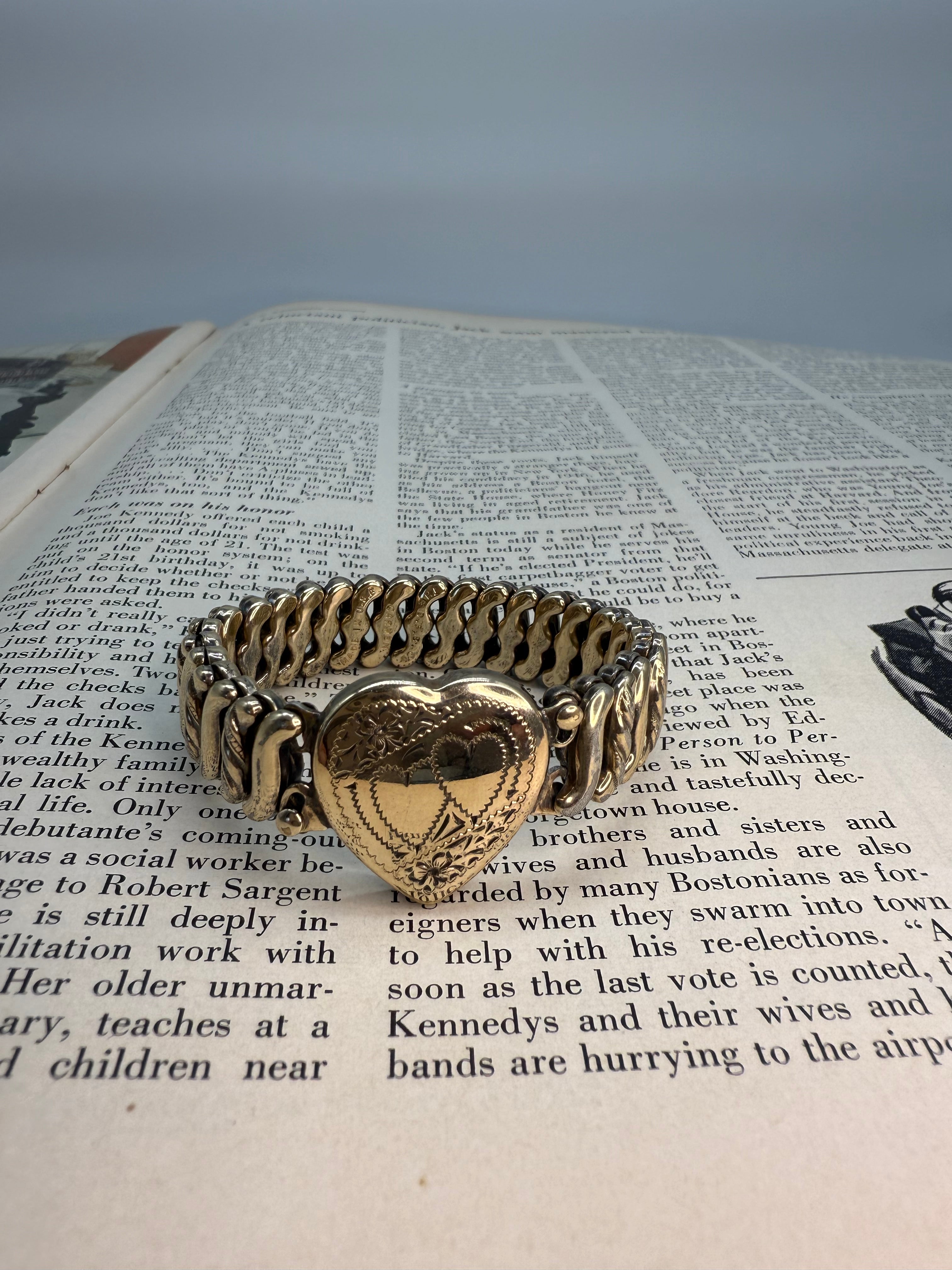 1940's DFB Co Gold-filled Sweetheart Engraved Expansion Bracelet