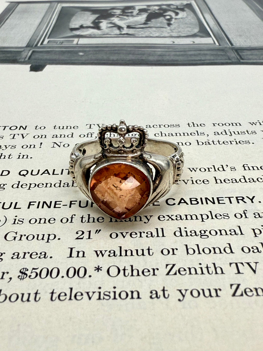 Topaz Claddagh Sterling Silver Ring Size 11.75
