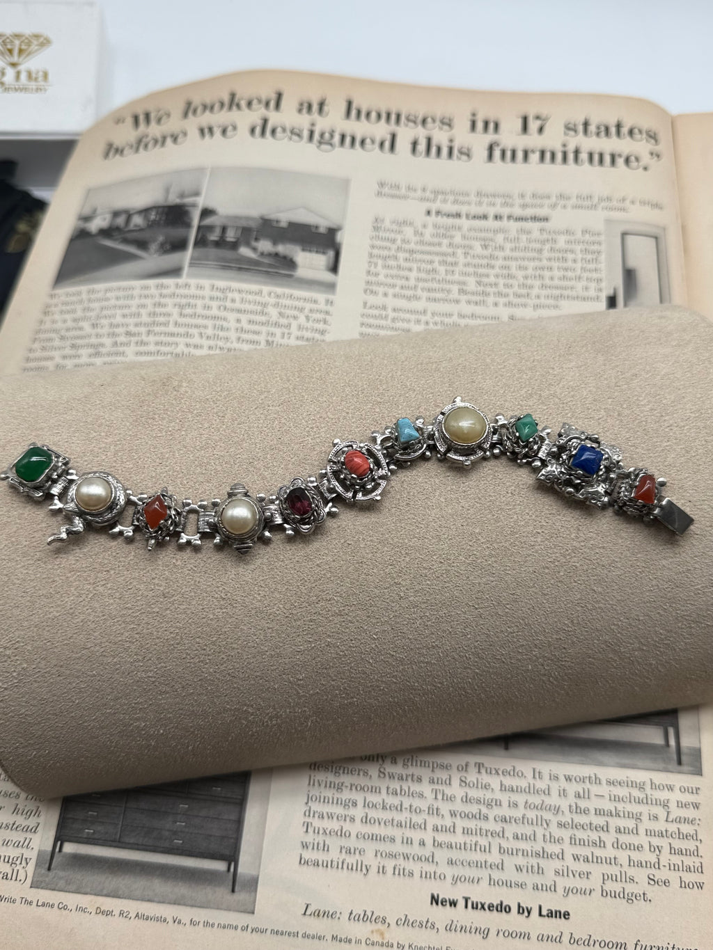 Mexican Style Vintage Silver Bracelet Turquoise Coral