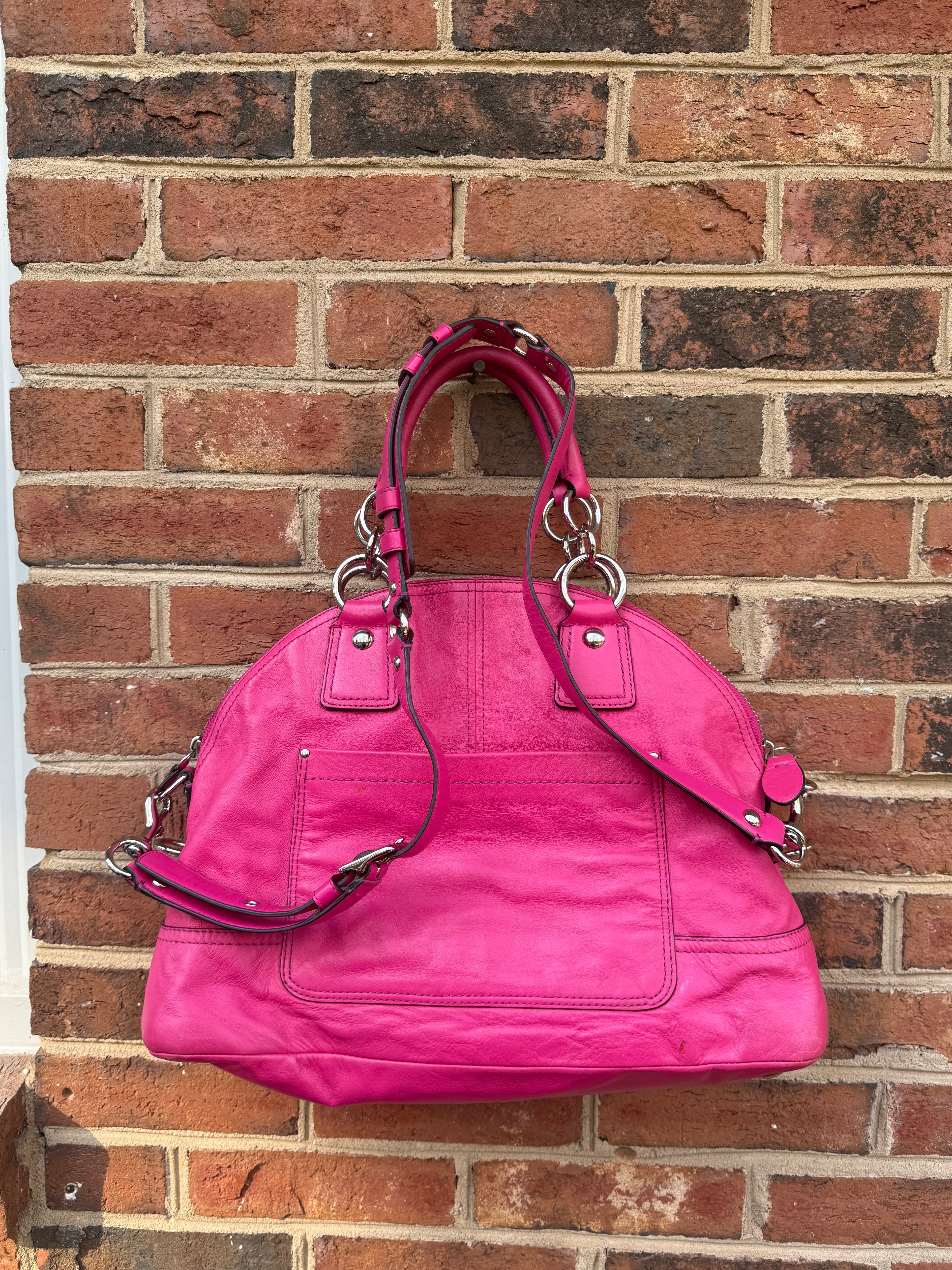 COACH Limited Edition FRANCINE in Fuschia Pink Dome Satchel Bag Purse